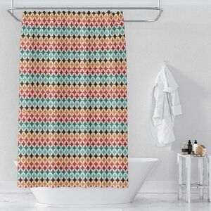 Retro Design Shower Curtain & 12 Hooks Polyester Waterproof Fabric 72x72